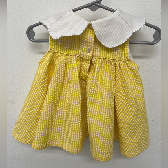 Vintage Samara Baby Children Girls Dress Dragonfly Yellow Seersucker 6-9 Month - Picture 2 of 3